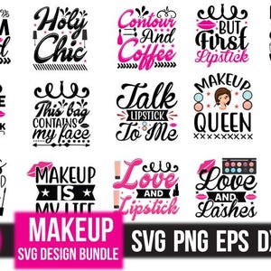 Makeup SVG Bundle: Glam Beauty Clipart, Cosmetic Cut Files (Digital Download)