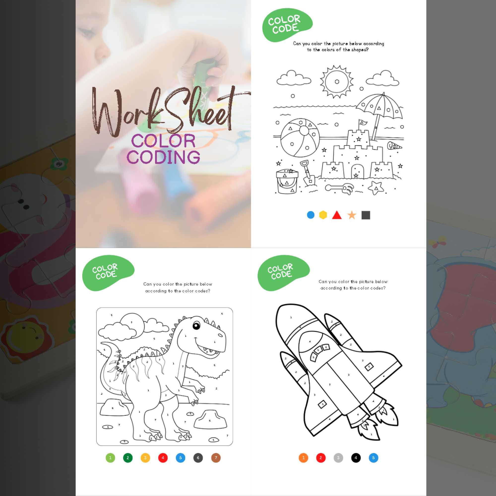 Color Coding Printable Worksheets for Kids, Fun Educational Coloring ...