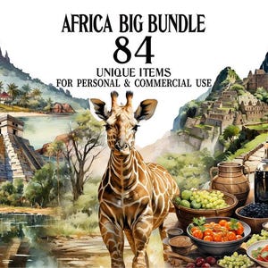 Africa Clipart Bundle: Wildlife, Landscapes, Cultural PNG (Digital Download