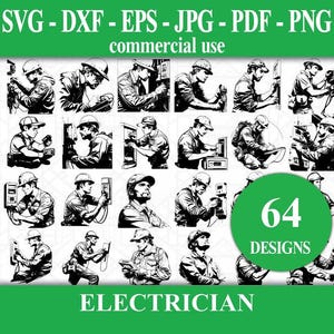 Electrician SVG Bundle for Cricut and Silhouette, Electrical Tool and Wiring SVG Designs, Png Clipart Files, EPS Vector Art