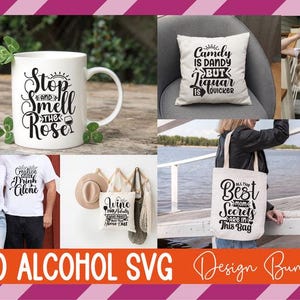 Alcohol SVG Bundle for Drinking and Bar Crafts | Wine, Beer, and Cocktail Quote Cut Files for Cricut, Silhouette, Shirts, and Party Decor