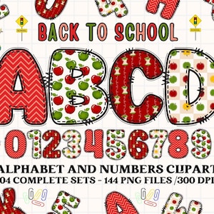 Doodle Alphabet PNG Clipart: Back to School, Klassenzimmer Dekoration (Instant Download)
