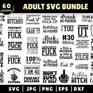 Funny Adult SVG Bundle | Sarcastic, Rude & Vulgar Sayings for Cricut, Silhouette | Adult Humor SVG Files