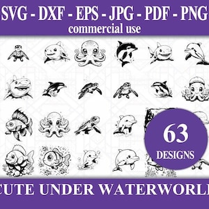 Ocean Animals SVG Bundle: Sea Life Cut Files for Cricut, Silhouette