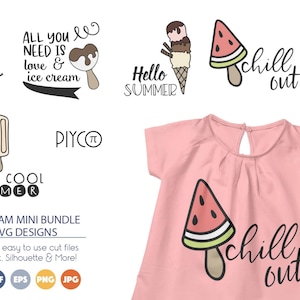 Ice Cream SVG Bundle Cut File Set of 6 Designs for Cricut Silhouette, Summer PNG Dxf Eps JPEG for Shirts Mugs Signs Wall Art and Crafts