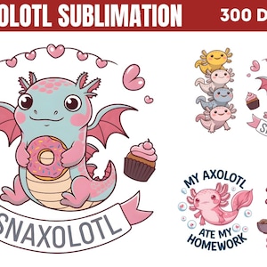 Anatomy Of An Axolotl PNG Sublimation Design Digital Download for Cricut and Silhouette | Cute Axolotl Clipart for T-Shirts and Mugs