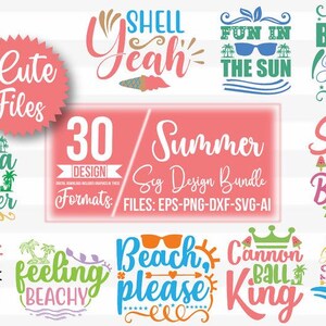 Summer SVG Bundle: Tropical Beach Vacation Clipart (Digital Download)