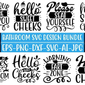 Funny Bathroom Quote SVG Bundle: Home Décor Clipart (Digital Download)