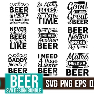 Beer SVG Bundle 14 | Craft Beer SVG PNG Pdf Jpg Eps Designs for Cricut Silhouette Mugs Shirts Labels Signs and Brewing-Themed Projects