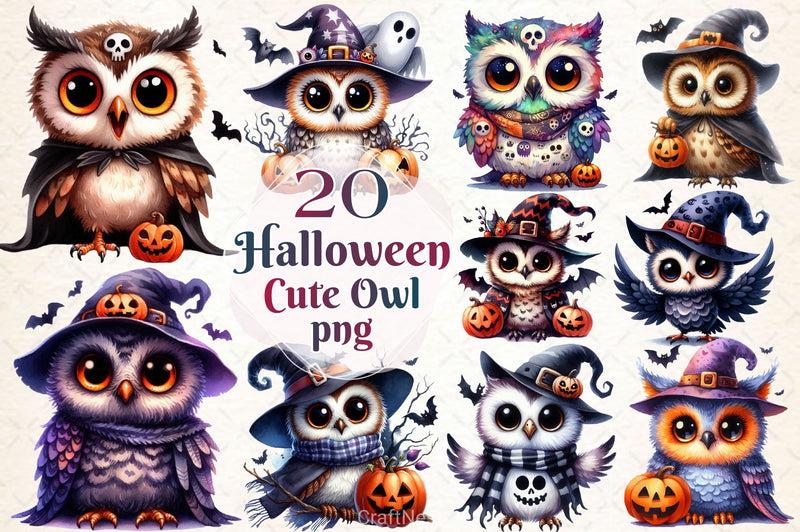 Cute Owl Halloween Scary Owl Clipart Bundle PNG | Adorable Spooky Owl Illustrations | Halloween Bird