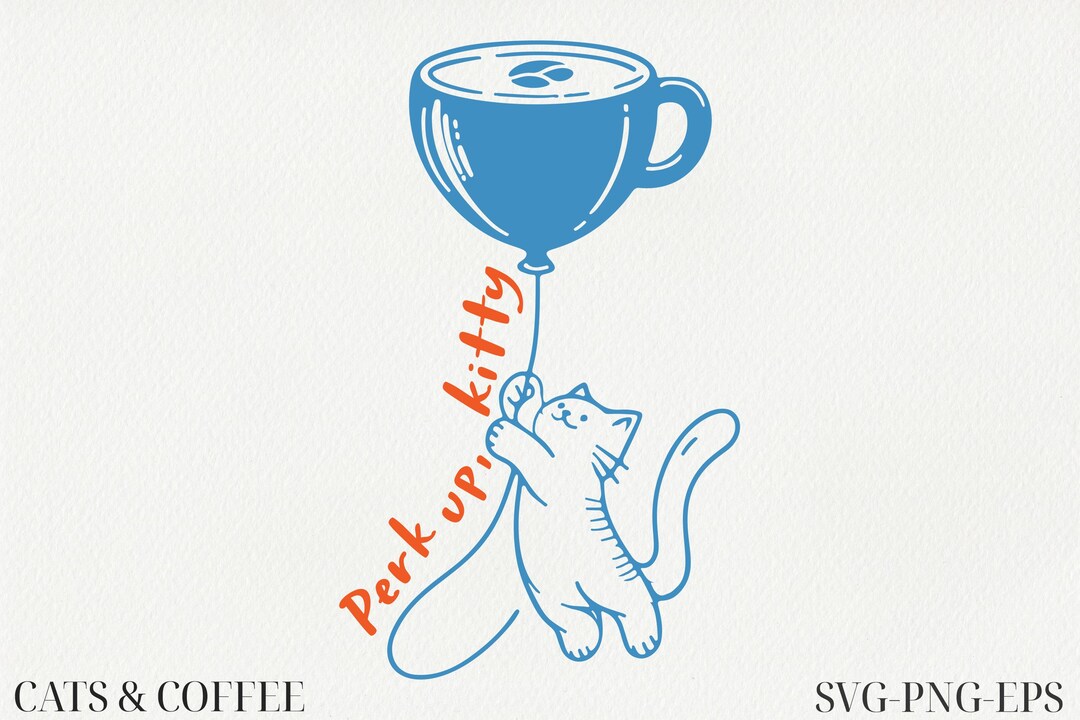 Cat & Coffee Line Art SVG | Cute Doodle Clipart for Mugs, Shirts ...