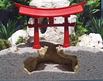 Aquarium Cave Hideout Torii Gate | Zen Fish Tank Cave | Aquascape Decor | 6x6x3