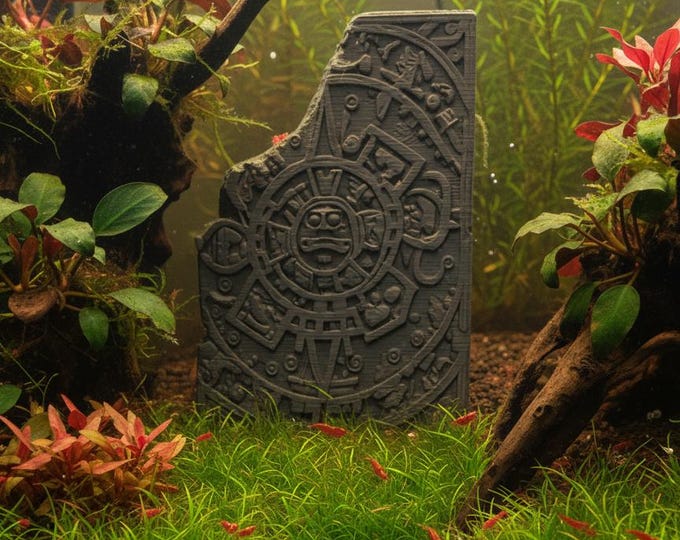 Aztec Runes Fish Ancient Aztec Ruins Aquarium Decoration Mayan Calendar Stone Fish Tank ...