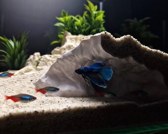 Underground Aquarium Cave Hideout –Natural Sandstone Look | Fish, Shrimp & Reptile Hide | Aquarium Decor