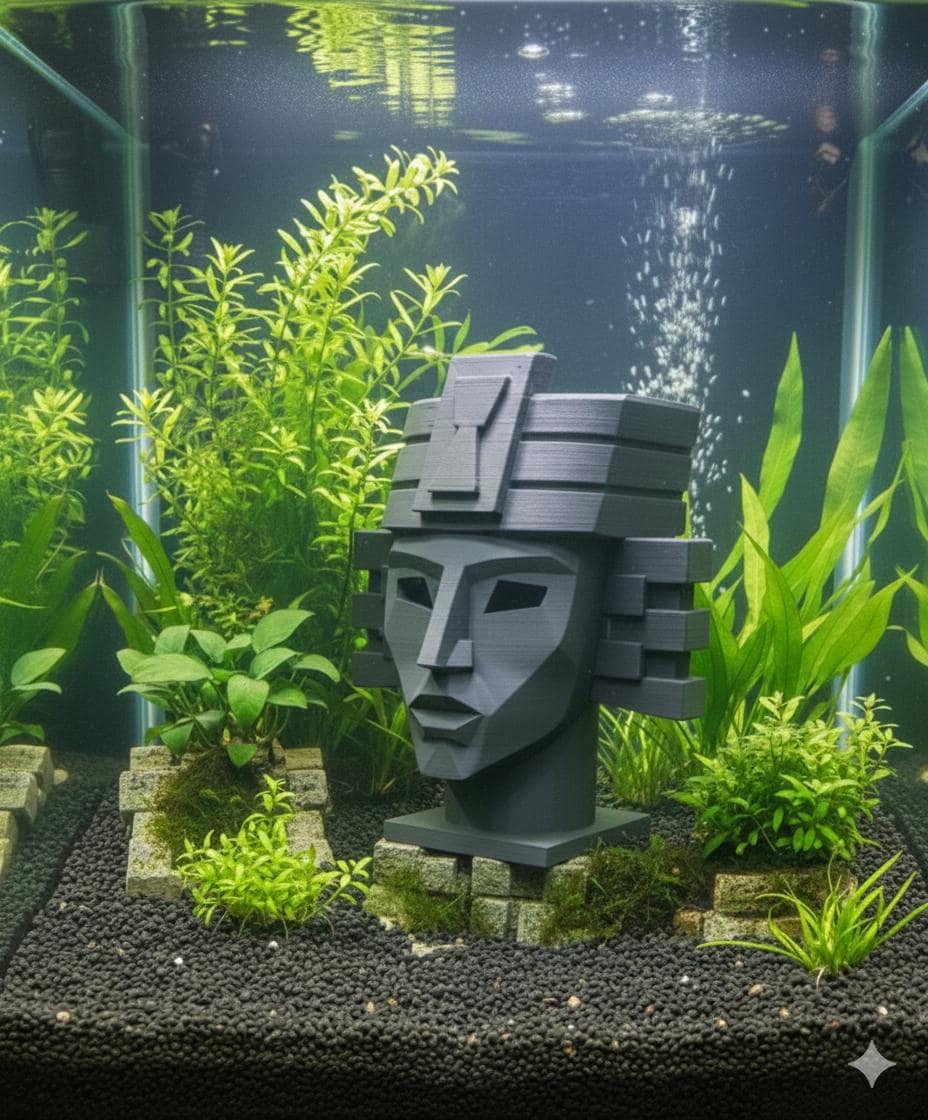 MEXICO メキシコ ARTE AZTECA社製 置物 エンゼルフィッシュ Ancient Aztec Mayan Head Statue Aquarium Decor 8 Inch Fish Tank
