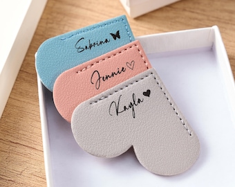 Personalized Vegan Leather Heart Bookmark, Handmade Engraved Name Page Corner Book Mark, Book Accessories Gift for Readers, Teachers & Teen