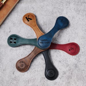 Personalized Magnetic Bookmark with Custom Initials, Vegan Leather Book Tab, Engraved Reader Gift, Unique Book Accessories