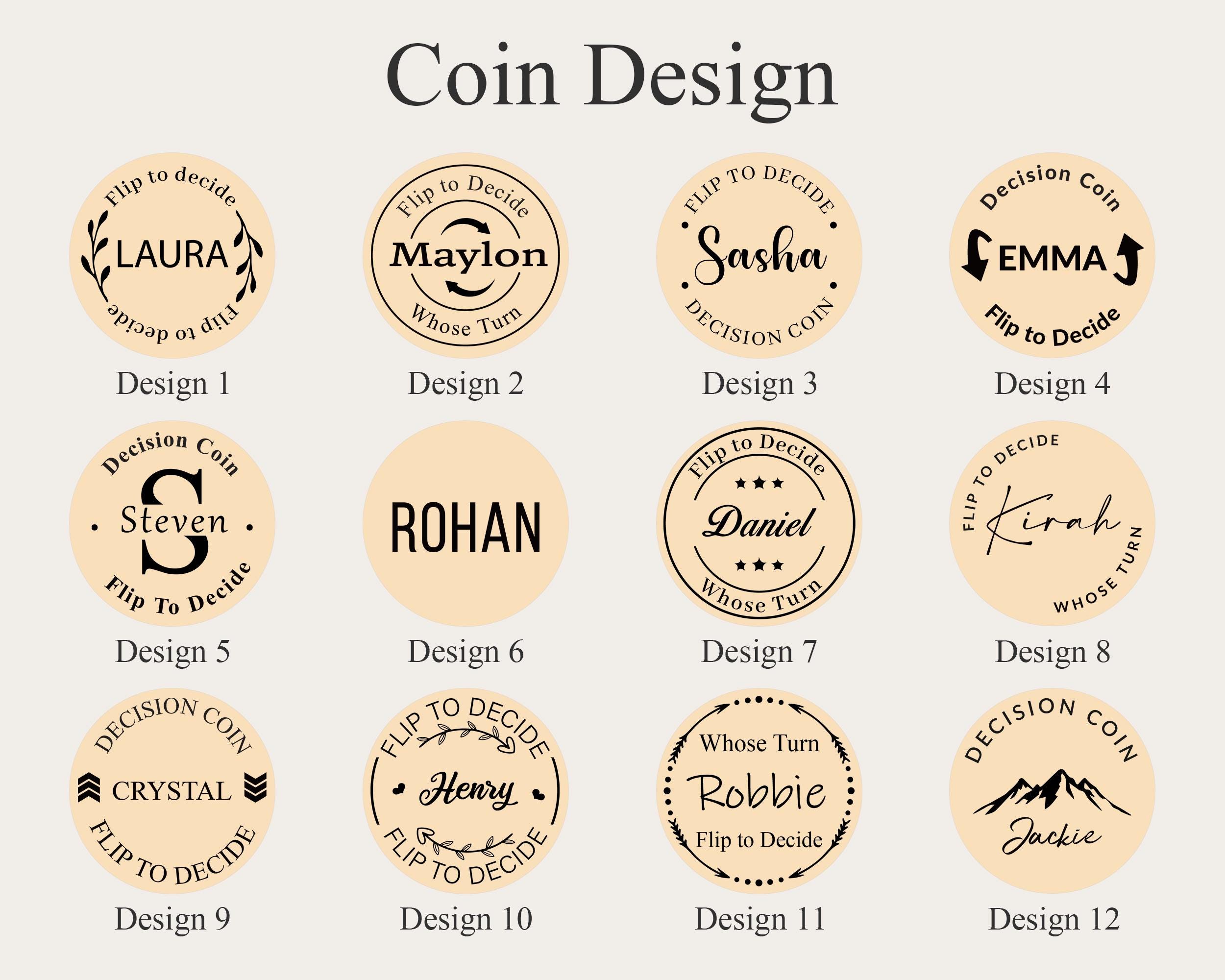 Decision Coin, Custom Engraved Flip Coin for Couples & Families ...