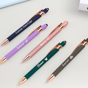Metal Soft Touch Ballpoint Pen with Custom Engraving, Personalized Pen for Her, Custom Text and Logo, Corporate Gifts & Business Pens