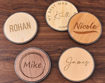 Portable Wireless Phone Charger with Name, Wooden Charging Station, Custom 15W Fast Charging Pad, Personalized Gift for Groomsmen