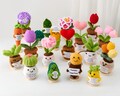 Positive Crochet Flowers, Fruits and Vegetables, Thank You for Helping Me Grow Pot Gift, Knitted Motivation Graduation Present for Teacher