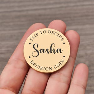 Flip Decision Coin, Engraved Gold Couples Coin with Names, Fun Anniversary Gift & Valentine&#39;s Day Present, Custom Choice Maker Coin