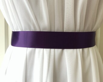 Dark Purple Double Sided Satin Bridal Sash Belt Plain 1.5 inches Wide, Wedding Sash, Purple Sash, Wedding Accessory