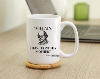 Taza con el insulto de Tito Andrónico, divertida taza con el insulto de Shakespeare, regalo para profesores de teatro, regalo para lectores apasionados, regalos para profesores de teatro, regalo de Shakespeare