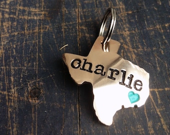 Custom State Pet ID Tag Personalize it with your Pet's Name and Number Texas Pet Tag