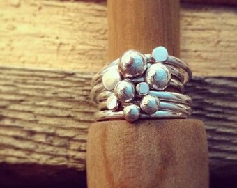 Stacked Orbital Ring made out of Recycled Sterling Silver in Organic Finish or Shiny