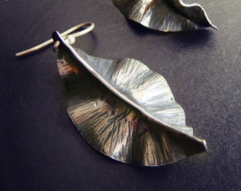 Fold Formed Leaf Earrings in Copper, Bronze, or Sterling Silver Plant Lady Earrings