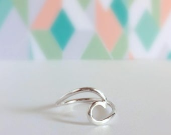 Minimalist Wave Ring in Sterling Silver, Brass, Copper, 14k Gold Filled, or 14k Rose Gold Filled