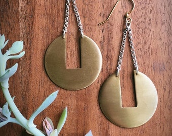 Bohemian Brass and Sterling Earrings Gypsy Earrings Boho Chic Jewelry Minimalist Earrings