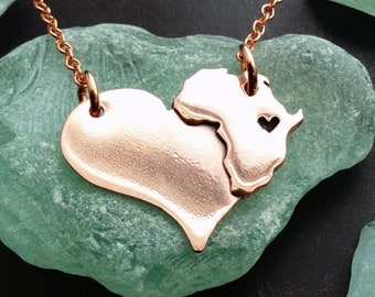 Africa Love Necklace in Copper or Sterling Silver Personalize the Location of the Heart over the Country of Your Choice