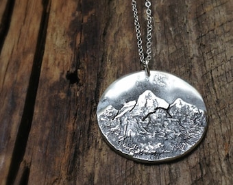 Reticulated Mountain Range Necklace in Sterling Silver Nature Necklace, Wilderness Necklace, Appalachians, Himalayas, Everest, Mt Whitney