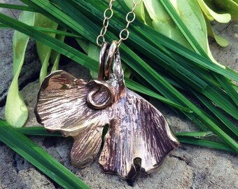 Ginkgo Leaf Necklace in Copper, Bronze, Brass, or Sterling Silver Plant Lady Jewelry Plant Lady Necklace