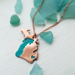 Upper and Lower Peninsula Michigan Necklace Personalize the Heart over Your Favorite City image 1