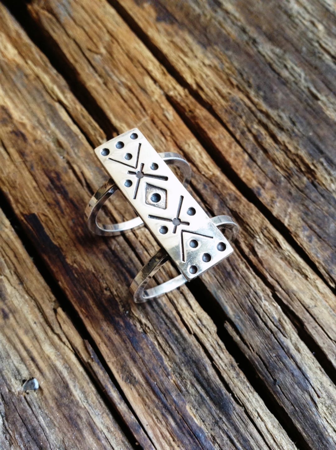 Hand Stamped Western Aztec Inspired Geometric Ring in Copper or ...