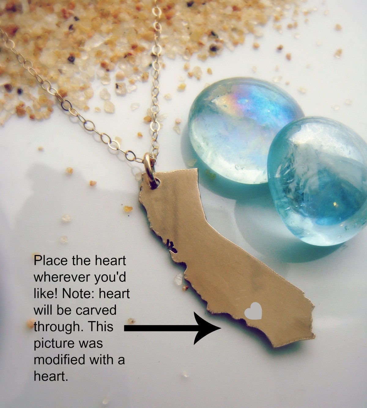 14K Gold Filled California Pendant Necklace Personalize the Etsy