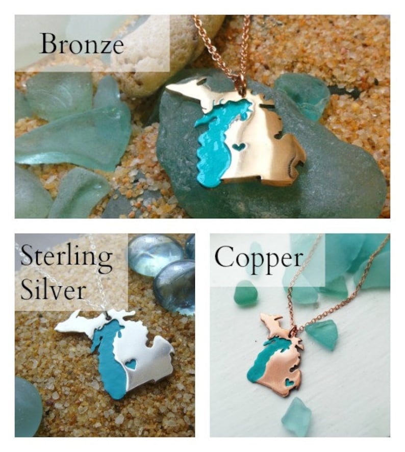 Upper and Lower Peninsula Michigan Necklace Personalize the Heart over Your Favorite City image 3