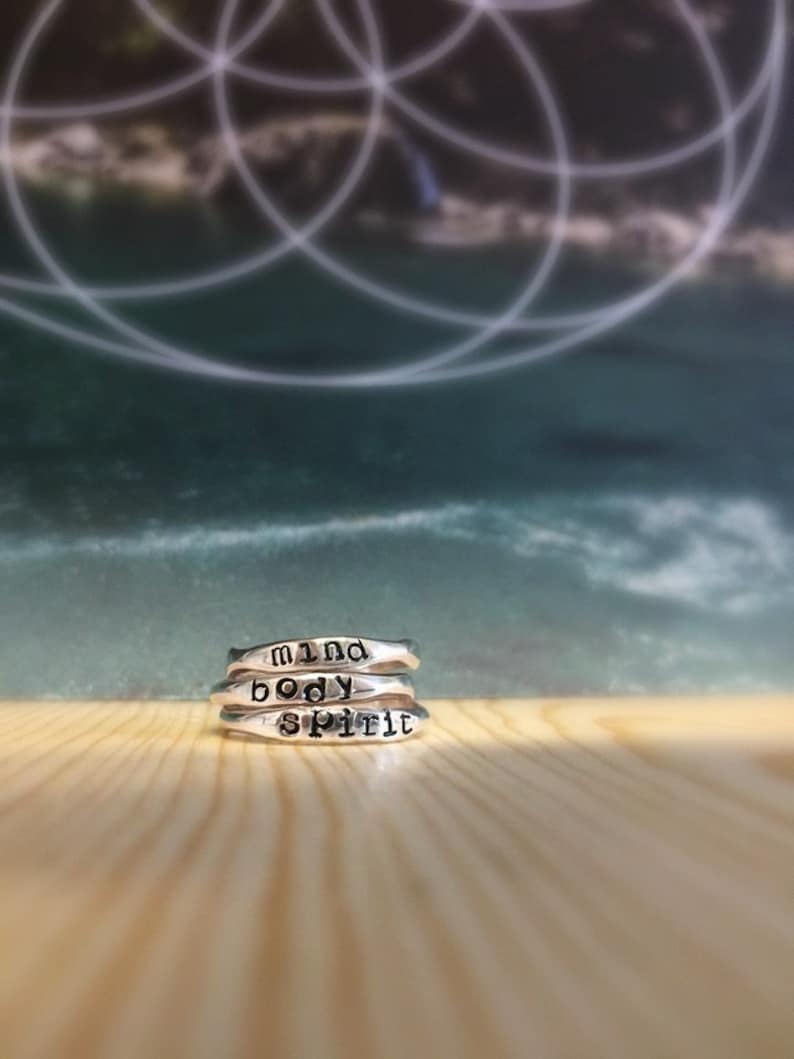 Custom Stackable Name Date or Word Ring with Your Kid's Names Perfect for Mother's Day in Sterling Silver Organic in Shape Mom Name Ring image 9