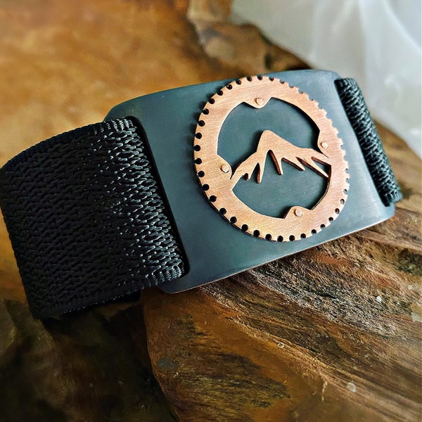 Mountain Biking Belt Buckle in Solid Copper MTB Gift Men and Women