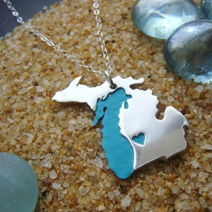 Upper and Lower Peninsula Michigan Necklace Personalize the Heart over Your Favorite City image 2