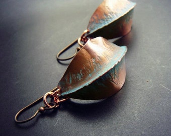 Fold Formed Earrings in Copper, Bronze, or Sterling Silver