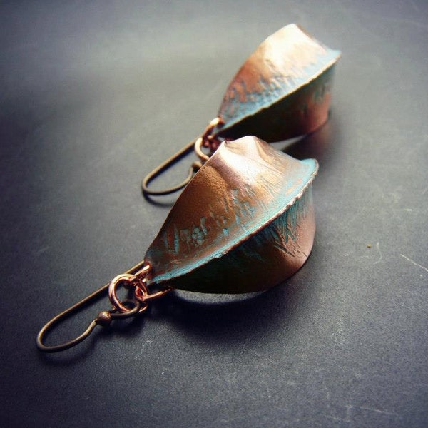 Fold Formed Earrings in Copper, Bronze, or Sterling Silver