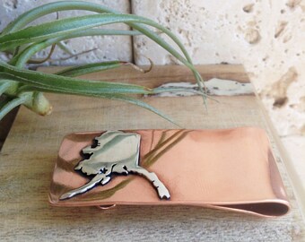 Copper and Sterling Silver Money Clip with State Alaska and personalized location of the heart Father's Day Gift