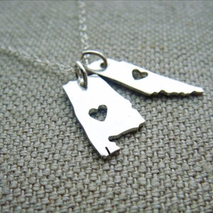 Double Micro State or Country pendant in Sterling Silver Made to Order Pick your States or Countries