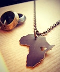 Antiqued Africa Necklace Personalize Location of the Heart over the Country of Your Choice