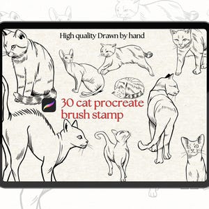 Cat Procreate  brush stamp cat  procreate tattoo stamp cat brush  for procreate cat brush procreate