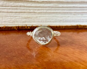 Moss Aquamarine Handcrafted Sterling Silver Ring Size 7